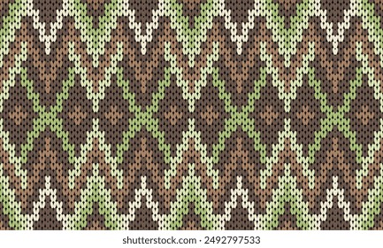 Cotton rhombus argyle knit texture geometric vector seamless. Rug knitwear fabric print. Winter seamless knitted pattern.