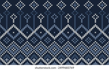 Baumwolle Rhombus Argyle Strick Textur geometrischen Vektor nahtlos. Stoffdruck für Teppichstrickwaren. Winter nahtlose Strickmuster.