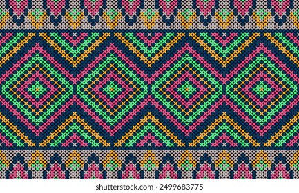 Cotton rhombus argyle knit texture geometric vector seamless. Rug knitwear fabric print. Winter seamless knitted pattern.
