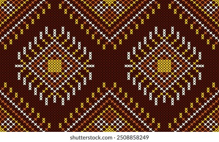 Cotton rhombus argyle knit texture geometric vector seamless. Rug knitwear fabric print. Winter seamless knitted pattern.