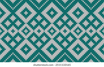 Cotton rhombus argyle knit texture geometric vector seamless. Rug knitwear fabric print. seamless knitted pattern.