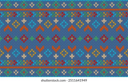 Katoen rhombus argyle breien textuur geometrische vector naadloos. Tapijt breigoed stof print. Winter naadloos gebreid patroon.