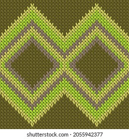 Cotton rhombus argyle knitting texture geometric seamless pattern. Scarf hosiery textile print. Norwegian style seamless knitted pattern. Cozy textile print design.