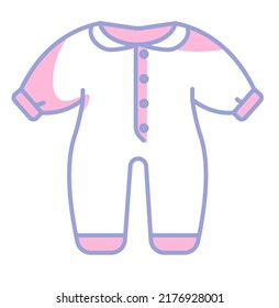 Cotton romper for children, isolated clothes for kids, newborn babies or toddlers. Clothing from natural material, kid stuff and fashionable apparel and outfits. Modern garment. Vector in flat style