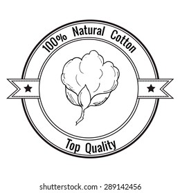 Cotton round label. Vector illustration