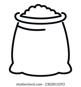 Vector de contorno de icono del saco de algodón. Máquina de fábrica. Planta de tejido
