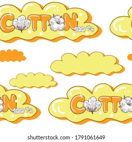 Cotton  Seamless Pattern, Cotton clouds , Vector Art Illustration