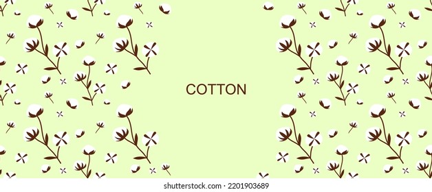 Cotton seamless pattern. Floral pattern with cotton flowers. Cotton background with copy space. Vector illustration eps10