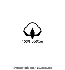 Cotton seed icon. 100% cotton black label. Natural fiber sign. organic fabric symbol. Vector illustration.