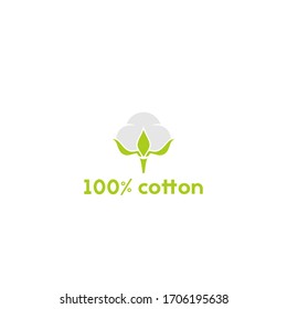 Cotton seed icon. 100% cotton green label. Natural fiber sign. organic fabric symbol. Vector illustration.