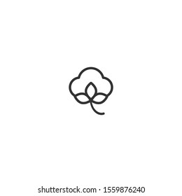 Icono de semillas de algodón. Etiqueta 100% algodón-lineal. Signo de fibra natural. símbolo de tela orgánica. Ilustración vectorial.