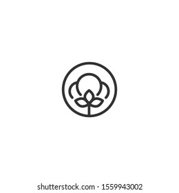 Cotton seed icon. 100% cotton -linear label. Natural fiber sign. organic fabric symbol. Vector illustration.