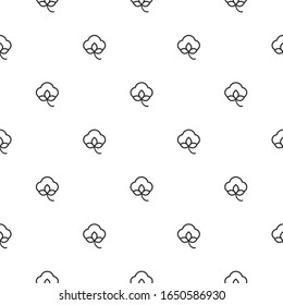 Cotton seed seamless pattern on white background. 100% cotton -linear ornamnet. Natural fiber sign. organic fabric print. Vector illustration.