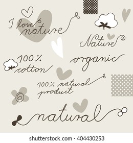 Cotton - set of hand drawn design elements