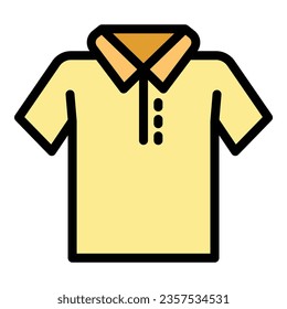 Cotton shirt icon outline vector. Uniform polo. Front fashion color flat