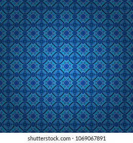 Cotton or silk headscarf, kerchief square pattern design in black, purple and blue colors. Oriental style for fabric. Vector seamless abstract ornament.