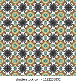Cotton or silk headscarf, kerchief square pattern design, oriental style in gray, blue and white colors. Vector seamless bandana print with paisley ornament.