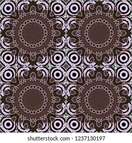 Cotton or silk headscarf, kerchief square pattern design, oriental style in red, brown and black colors. Vector seamless bandana print with paisley ornament.