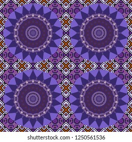Cotton or silk headscarf, kerchief square pattern design, oriental style in white, black and violet colors. Vector seamless bandana print with paisley ornament.