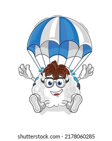 the cotton skydiving character. cartoon mascot vector