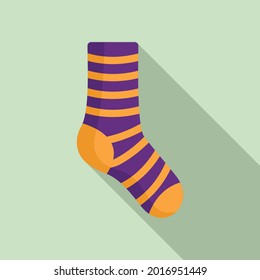 Cotton sock icon flat vector. Winter sock. Wool item