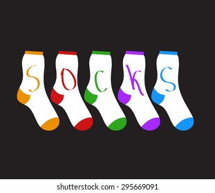 cotton socks of different colors on a black background