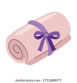 Rolo de toalha de algodão spa. Ilustração vetorial para centros de bem-estar, marca de spa, serviços de hotel, salões de beleza, temas de relaxamento e design de produtos de higiene  