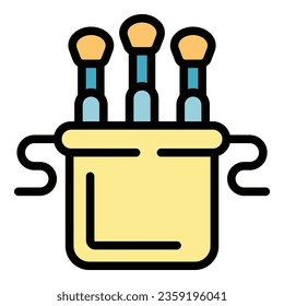 Cotton swab bag icon outline vector. Plastic wooden. Care rod color flat