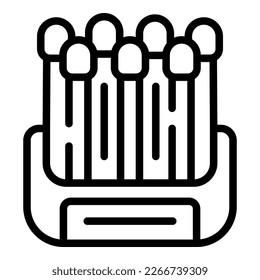Cotton swab box icon outline vector. Ear plastic stick. White cotton