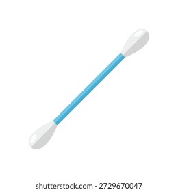 Cotton swab or cotton bud flat vector illustration isolated on white background