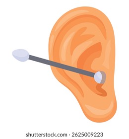 Algodão swab limpeza canal auditivo, promovendo higiene auditiva e remoção de cera para função auditiva saudável