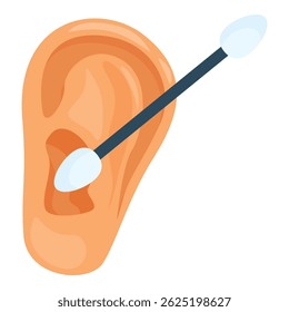 Limpeza de algodão do canal auditivo, higiene do ouvido, limpeza do ouvido, conceito de cuidados de saúde