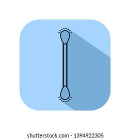 Cotton swab. Flat icon isolated on background. Subject of personal hygiene. Vector