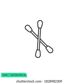Cotton swab icon illustration simple design element, vector logo template