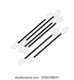 Cotton Swab Icon, Paper Ear Sticks Symbol, Hygiene Buds Sign, Earwax Cleaner Swab Silhouette, Minimal Ear Sticks Icons on White Background, Vector Illustration