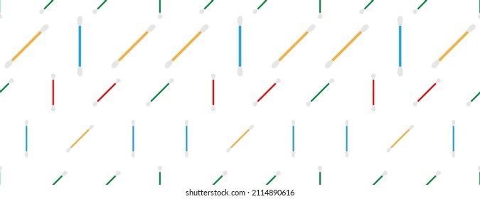 Cotton Swab Icon Seamless Pattern, Cotton Bud Icon, Two Small Wads Of Cotton Wrapped Around Both Ends Of A Short Stick Vector Art Illustration
