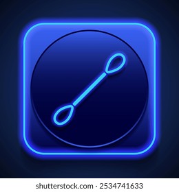 Hisopo de algodón simple icono de Vector. Diseño plano. Estilo de neón azul en el Botón. Con shadow.ai