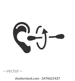 cotton swab stick icon, ear cleaning from wax, flat symbol on white background - vector illustration