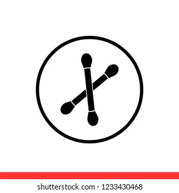 Cotton swab vector icon, hygiene symbol. Simple, flat design for web or mobile app