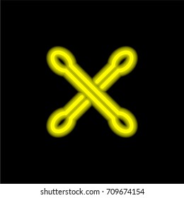Cotton swab yellow glowing neon ui ux icon. Glowing sign logo vector