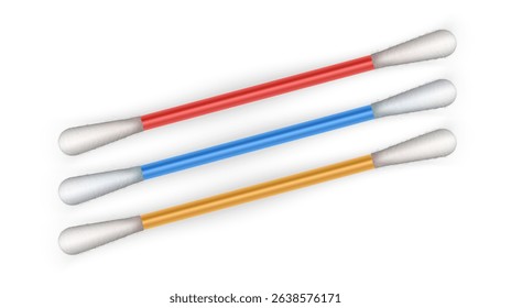 Cotton swabs  An accessory for cleaning ears, other cosmetics, or medical purposes. Vector illustration