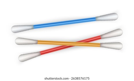 Cotton swabs  An accessory for cleaning ears, other cosmetics, or medical purposes. Vector illustration
