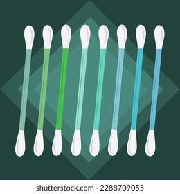 Cotton swabs flat vector illustration. Cute hygiene medical care cotton swabs cartoon vector illustration for graphic design and decorative element