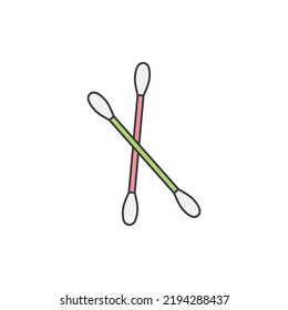 Cotton swabs icon in color, isolated on white background 