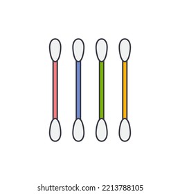 Cotton swabs icon in color, isolated on white background 