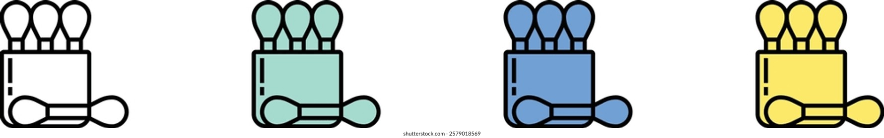 cotton swabs icon. Outline, Green, Blue and Yellow Style Design Isolated On White Background