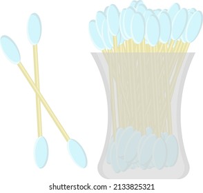 Cotton swabs pack, illustration, vector on a white background.