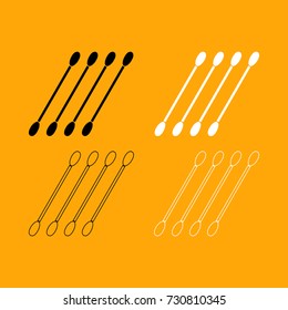 Cotton swabs set black and white icon .