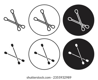 Juego de iconos vectoriales de algodón. símbolo del botón de limpieza del oído en color negro.