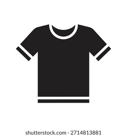 Baumwolle T-Shirt massiv schwarz Vektorsymbol einzeln weiß Hintergrund Kleidung Mode Freizeitkleidung Sommer Bekleidung Top-Symbol Design Grafik-Illustration